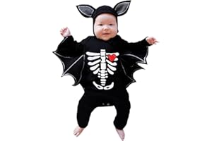CNNBYYDS Deguisement Halloween Bebe, Deguisement Chauve Souris Bebe, Costume Halloween Bebes, Ensemble de Chauve Souris à Capuchon Amusant avec Chapeau d'oreille comme Costume Nouveau-né 0-2 Ans