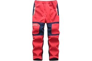 FAIRYRAIN Kinder Jungen Mädchen Winter Warm Softshellhose Regenhose Gefütterte Outdoorhose Wasserabweisend Winddicht Skihose Wanderhose Sporthose