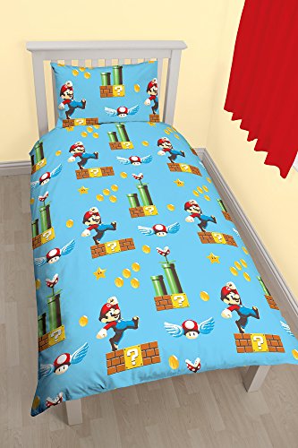 Bettwäsche-Set, Motiv: Nintendo Mario Maker, bedrucktes Bettbezug-Set, Polyester, mehrfarbig, für Einzelbett - 2