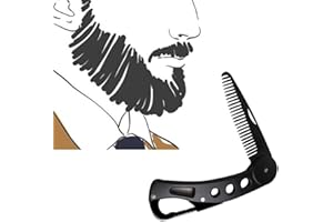 LISOVIOM Stainless Steel Folding Beard Comb, Anti-static Beard & Mustache Styling Pocket Comb for Men's Grooming