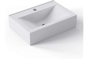 DB DUROVIN BATHROOMS Durovin Bathrooms Ceramic Basin - Wall Hung or Counter Top Mount Sink - Single Tap Hole Without Overflow - Rectangular 450 x 305mm (WXD)