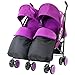 Zeta Citi TWIN Stroller Buggy Pushchair - Plum Double Stroller Complete With FootMuffs And Bag