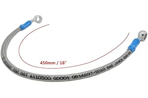 S SYUU 450mm 45cm Universal Moto Tuyau De Frein Tressé en Acier Hydraulique Renforcer Frein Embrayage Huile Tuyau Tuyau De Conduite Compatible avec Motorcycle Pit Dirt Street Sport Bikes