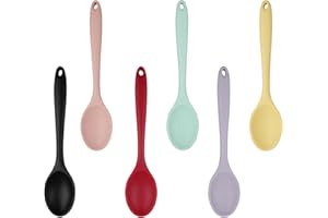 Zfseyuh 6 Piezas Cuchara Silicona Cocina,20CM Cuchara Silicona Resistente Al Calore,Cucharas de Servir Resistentes Al Calor,Adecuado para Hornear y Mezclar en la Cocina