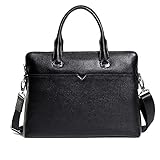 Laptoptasche Aktentasche Schulter Messenger Bag, Große Kapazität Portable Leder Multifunktions Aktentasche Handtasche Messenger Schulter Laptoptasche für Männer