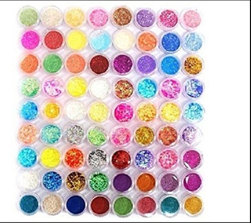 XICHEN® 72PC nail art glitter powder dust tips decoration Mixing device includes a plurality of types