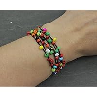 Perlen Textil Band Armband Fußkette Fußkettchen Halskette Hippie Boho Bohemian Bunt Handmade Schmuck