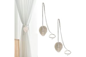 KHYYQUA 2 Piezas Alzapaños para Cortinas,Bohemio Cortina Alzapaños,Cuerda Borlas Correas de Cortina Abrazaderas,Tejer a Mano Tiebacks para Cortinas de Dormitorio