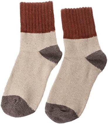 Hke Women 5 Color Patchwork Thick Winter Warm Wool Blend Calf Length Tube Crew Socks (Camel)