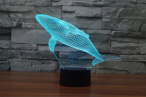 ATD® USB puissance 7 Modifier les couleurs Baleine commande tactile 3D Lampe de bureau,chaud éclairage LED Table lumineuse Bébé Enfants Chambre