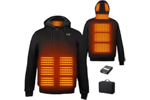 Wodesid Sweat à Capuche Chauffé Veste chauffante Homme Femme avec Batterie Incluse, 10000mAh Rechargeable Zippé Veste chauffante à capuche
