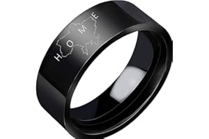 Danlai Bague en Acier Inoxydable Motif Carte Ukrainienne Bague Simple Bague Vintage Gothique Anneaux pour Femme