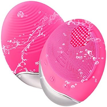 Tqka Facial Cleansing Brush, Sonic Facial Cleansing Brush&amp;Massager Silicon Vibrating Waterproof Deep Exfoliator Face Cleanser Wireless Charging - Rose