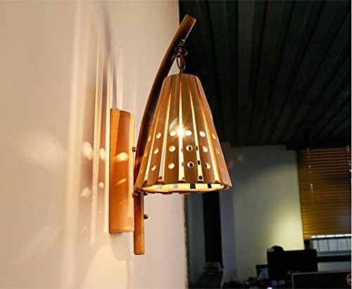 XIAOJIA American Rustic Original Ecology Simple Hollow Creative Bamboo Wall Lamp Restaurant Teahouse Cafe Bedroom Corridor Decorative Fixtures Lighting Luminaire