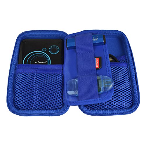 Estarer Festplattentasche Schutztasche Hülle für externe Festplatten Tasche für USB-Sticks und Speicherkarten -Blau - 3