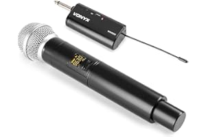 Vonyx WM55 Sistema Micrófono Inalámbrico Plug-and-Play UHF, Receptor y micrófono, 10 Canales, UHF: 863 – 865MHz, Alcance 50m sin obstáculos, Ideal para Shows, presentaciones, DJ, guías turísticos