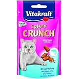 Vitakraft Katzensnacks, Knusprige Getreidekissen mit Lachs, Cremige Füllung, Gegen Haarballen, Crispy Crunch, 28815, 60 g