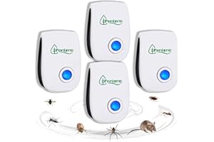 PONIZNO 4 Pack Repellente Ultrasuoni,Ultrasuoni per Zanzare Repellente Ultrasuoni Antizanzare Ultrasuoni Dissuasore per Topi, Repellenti a Ultrasuoni per Scarafaggi, Ragni,Mosche (white)