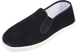 Kinesiska traditionella handgjorda canvasskor, Casual Unisex Flat Slip on Old Beijing bomullssula Kung Fu-skor med svettband, för träning av andningsbara Tai Chi-skor