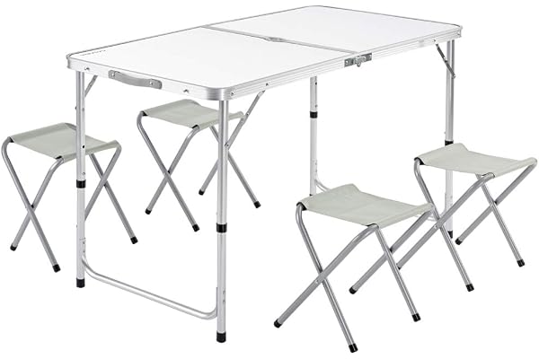Table de Camping 4 chaises Pliantes Fonction Valise Gris Ensemble au Choix