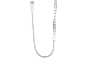RICHER-R Lampe USB à LED, Clavier USB / Lampe de lecture portable, Lampe de lecture portable, Lampe de lecture USB, Lampe flexible USB à col de cygne 10pcs Lampe à LED pour PC / Ordinateur portable (Argent)