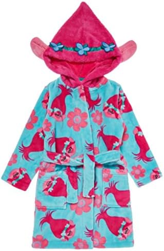 Girls Trolls Dressing Gown Trolls Poppy Hooded Fleece Robe Age's 3-10 Years (Age 9-10 Years)