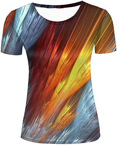 Women's Fashion T Shirt 3D Print Feathers Magical Abstract Peculiar Unisex Couple Short Sleeve Tees Top XS