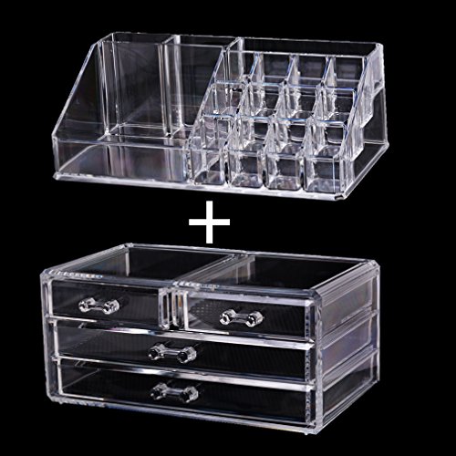 MJARTORIA Acryl Kosmetik Organizer Make Up Aufbewahrung Ordnungsständer Schubladenbox 4 Stücke Sortierkasten - 8