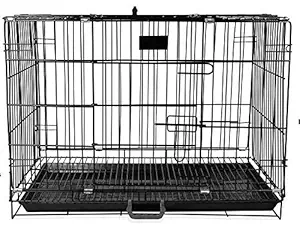 Woofy Dog Cage - Powder Coated, Single Door Folding Metal Cage/Crate/Kennel with Removable Tray and Paw Protector for Dogs, Cats and Rabbits - 18 Inch - Black Antic Silver Color