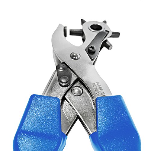 S&R Profi Revolverlochzange OVAL / MADE IN GERMANY / Lochzange Oval Pfeifenzange mit Hebel-Übersetzung und 6 auswechselbaren OVALEN Lochpfeifen: 5,7 x 3,8 mm, 4,6 x 3,0 mm, 6,3 x 3,5 mm, 7,3 x 4,3 mm, 7,8 x 3,0 mm (Langloch), 6,0 x 3,0 mm (Rechteckig) - 3