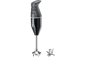 bamix Mixeur plongeant EO140 Classic avec couteau multifonction en acier inoxydable, 140 W, 2 niveaux, fabriqué en Suisse, noir/blanc