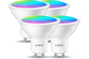 LVWIT GU10 Ampoule Connectée Alexa, 4.9W Smart Ampoule LED Avec WIFI 350Lm, Compatible avec Alexa et Google Assistant,Remplace 35W Ampoule Incandescent, Lot de 4