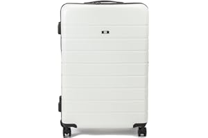 BIBA | Walizka podróżna typu wózka, walizka Ivo G, uchwyt wózka, zamek błyskawiczny i zapięcie TSA, ABS, Biały, S, Walizki i wózki