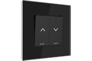 PULSAR Rolladentaster Schwarz 1 Fach Glas - Jalousietaster Unterputz Steuerung für Rollo/Rouleau/Jalousette Taster 10A 250V