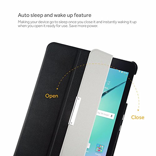 EasyAcc Samsung Galaxy Tab S2 9.7 Hülle Case Tasche mit Standfunktion Auto Wake up Sleep PU Leder hüllen für Samsung Galaxy Tab S2 9.7 (9.7 Wi-Fi SM-T810 / LTE SM-T815) Smart Cover mit Auto Sleep Wake up / Standfunktion (Schwarz, Kunstleder, Ultra dünn) - 5
