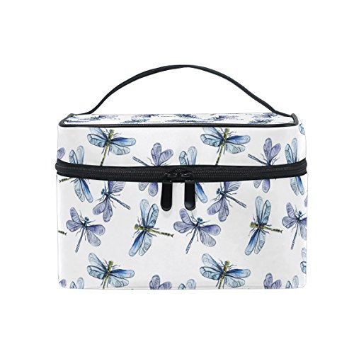 ALAZAMakeup Bag, Imitation Embroidery Skull and Rose Pattern Cosmetic Toiletry Storage Large Travel Handle Personalised Pouch with Compartments for Teenage Girl Women Lady