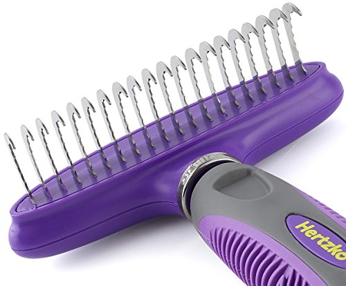 Rounded-Blade-Undercoat-Dematting-CombRake-by-Hertzko-Long-Blades-with-Safety-Round-Ends-Great-for-Cutting-and-Removing-Dead-Matted-or-Knotted-Hair-from-Cats-Dogs