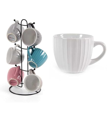 Set 6 Tazzine Baroni Home Linea Noto - Ceramica Decorata, Con Supporto