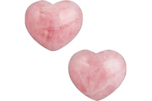 mookaitedecor Quartz Rose Cœur Pierre Meditation Lithothérapie,Reiki Cœur Decoration pour Guérison des Cristaux Naturelle Anti Stress,Lot de 2