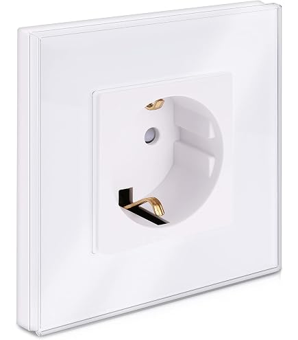 DEBFLEX DIAM2 - Toma eléctrica 2P+T - Toma de pared completa 16A con seguridad infantil - Instalación empotrada - Blanco - 85 x 82 x 42 mm