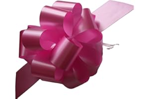 WITTY CUTIES Large Pull Bows for Gifts Wrapping Ribbon Bows Pink Present Wrapping Bows Pompom Gift Bows Wreath Making Crafting Wedding Basket Flower Bouquets Pack of 5
