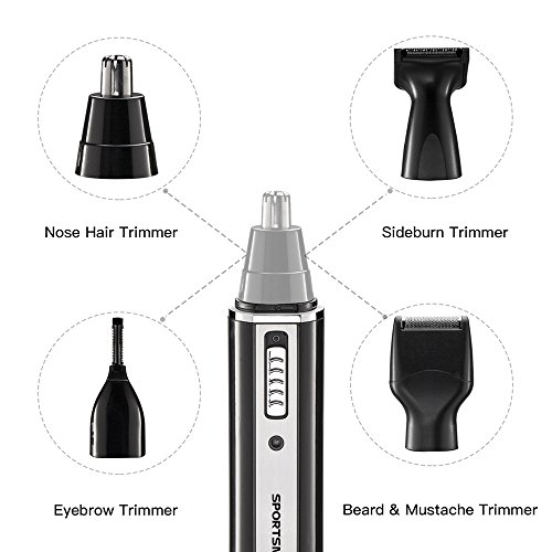 Nasen Trimmer, [Neueste Version] 4 in 1 Wiederaufladbarer Nasen Haarschneider / Nasen-ohr Trimmer / Bart Trimmer / Koteletten Trimmer / Augenbraue Trimmer Edelstahl & Wasserbeständig für Nass und Trocken - 2