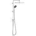 GROHE Vitalio Start 250 - Flex Shower System with Diverter (Water Saving Technology, Soft Square 25 cm 2-Spray Head Shower, 10 cm Hand Shower, Compatible with All Existing Valves), Chrome, 26698000