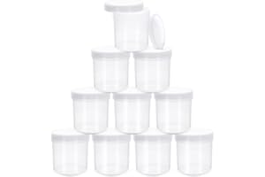 Akamino 8 Pcs Empty Plastic Paint Pail with Lid, 0.08 Gallon/300ml Clear Plastic Paint Cans Seal Paint Jars, Food Grade Storage Containers for Ink Pigment Liquid DIY Projects Crafts Candy