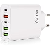 USB C Charger, 65W 5-Port Fast Charging Charger, Type C Charger with PD+QC 3.0, USB C Plug USB Power Adapter for iPhone 15, 1