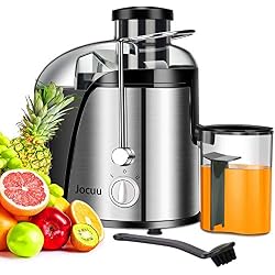 Centrifugeuse Extracteur de Jus, Jocuu Extracteur à Jus de Fruits et Legumes, 600W Juicer Sans BPA avec Double Vitesse de Rotation, Brosse Incluse et des recettes