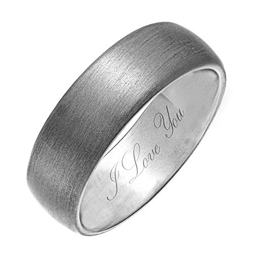 Theia Anillo de Titanio, Mate, Grabado 'I Love You' de 7mm - Tamaño 28