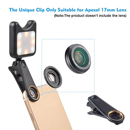 APEXEL Handy Selfie Light - mit 9 Beleuchtungsmodi - wiederaufladbar Ã¼ber USB - Light Kamera ZubehÃ¶r fÃ¼r Smartphone iPhone und iPad und die meisten mobilen GerÃ¤te-Schwarz