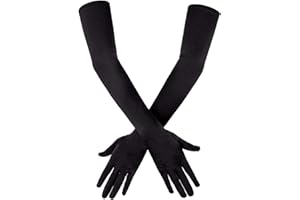 SAVITA Long Elbow Satin Gloves 21 inch Stretchy 1920s Opera Gloves Evening Party Dance Gloves for Women