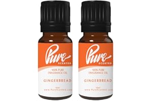 Pure Scented 20ml Fragrance Oils - 2 x 10ml Suitable for Candles, Soaps, Slime, Diffusers, Cosmetics, Wax Melts, Designer (2 x 10ml, Gingerbread)